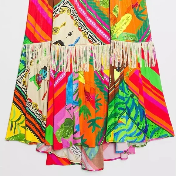 FARM RIO | Palila Fringed Midi Printed Dress - Picture 8 of 9